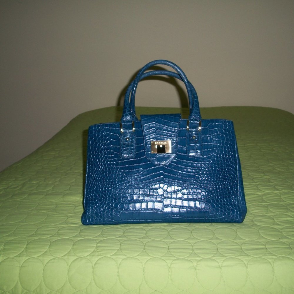 Kookjac Blue Caiman Textured Luxury Leather Handbag